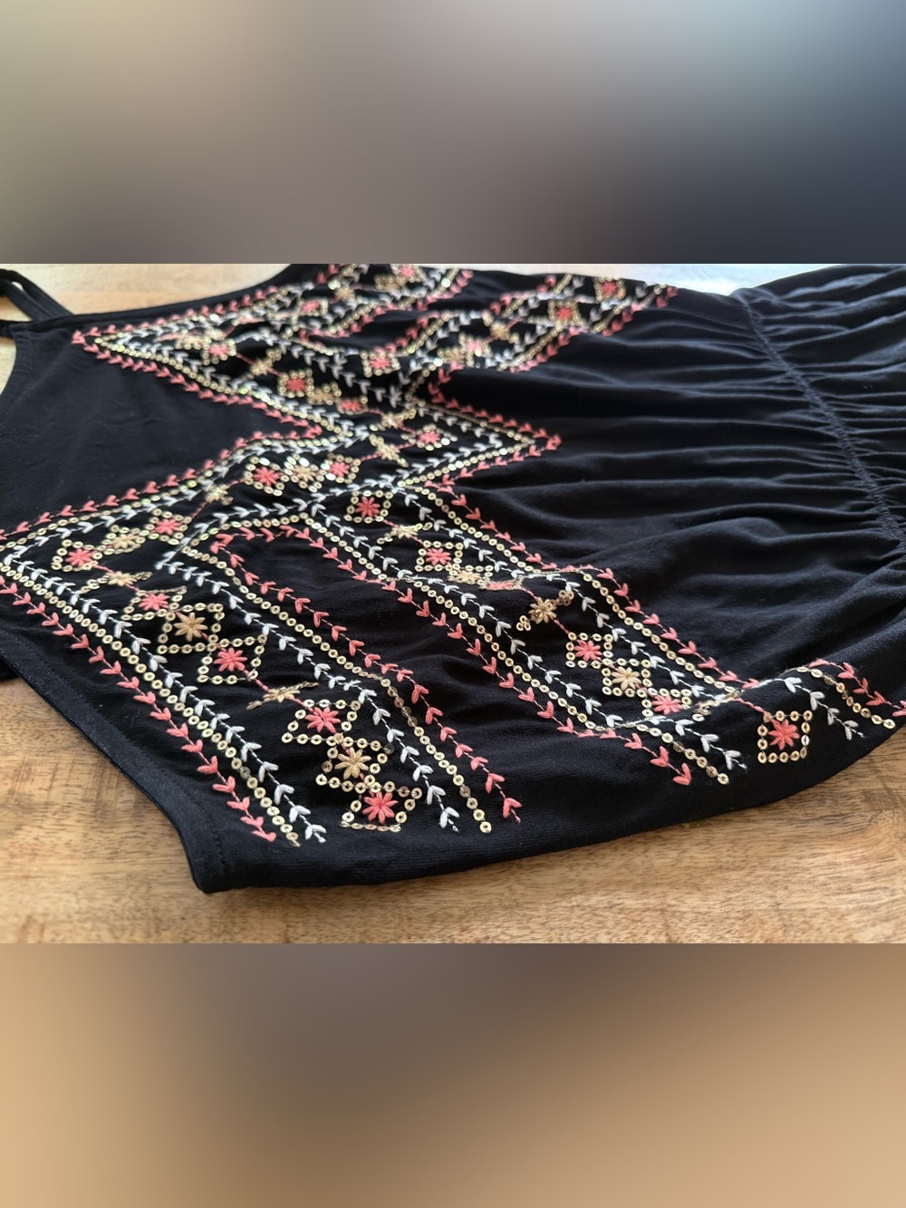 Forever 21 Black Embroidered Fit & Flare Dress Boho Sleeveless Size Small - Picture 4 of 11